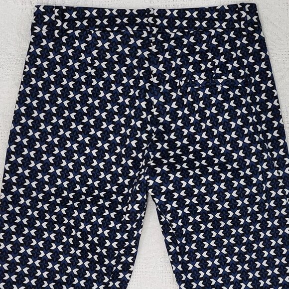Geometric Print Blue Black & White Slim Pants - Picture 4 of 8